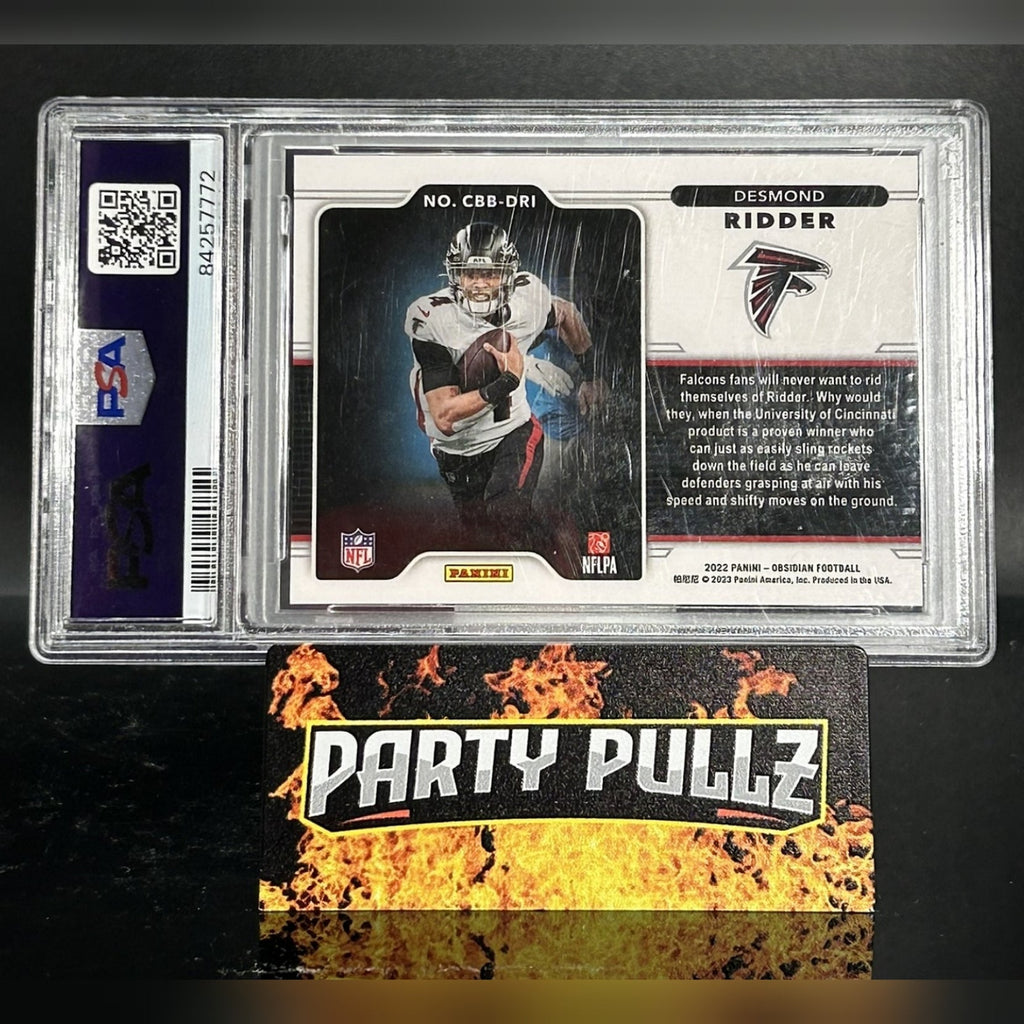 2022 Panini Obsidian #CBBDRI Desmond Ridder Color Blast Black RC Rookie Card PSA 9